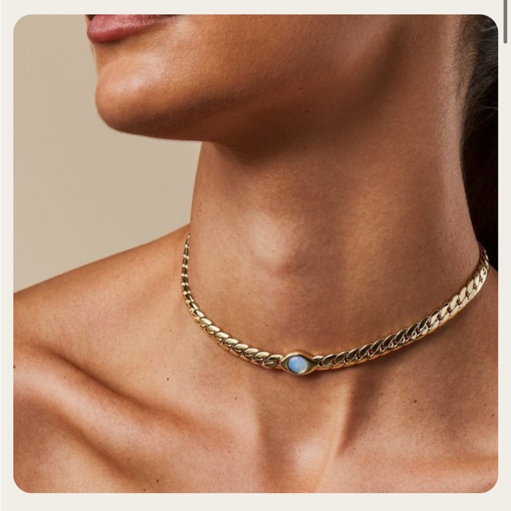 Jenny Bird Oko Choker Necklace- dipped brass (GOOD AS NEW)